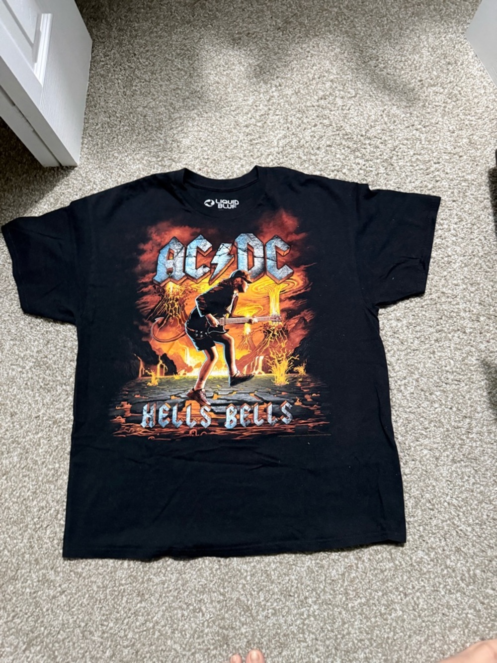 Liquid Blue Black Tee with Red and Blue Graphic
